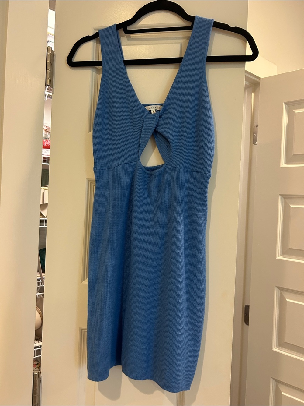 Sleeveless Blue Knit Cutout Dress